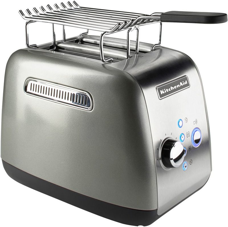 KitchenAid Toaster 5KMT221ECU 2 kurze Schlitze für 2 Scheiben 1100 W mit Brötchenaufsatz und Sandwichzange