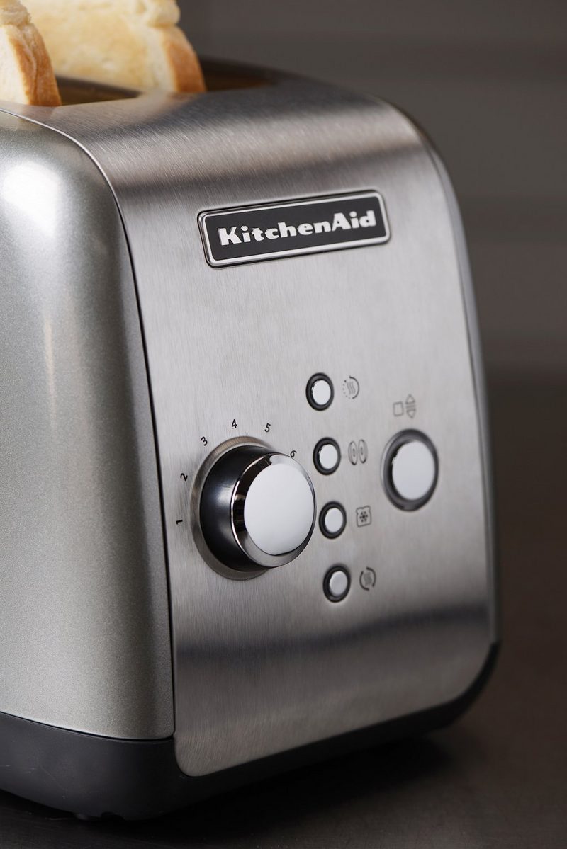 KitchenAid Toaster 5KMT221ECU 2 kurze Schlitze für 2 Scheiben 1100 W mit Brötchenaufsatz und Sandwichzange