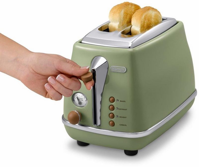 DeLonghi Toaster Incona Vintage »CTOV 2103.BG« 2 kurze Schlitze 900 W im Retro Look grün