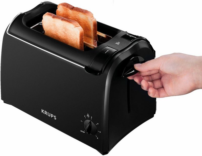 Krups Toaster Pro Aroma KH1518 2 kurze Schlitze für 2 Scheiben 700 W Krümelschublade 6 Bräunungsstufen Hebe-Funktion