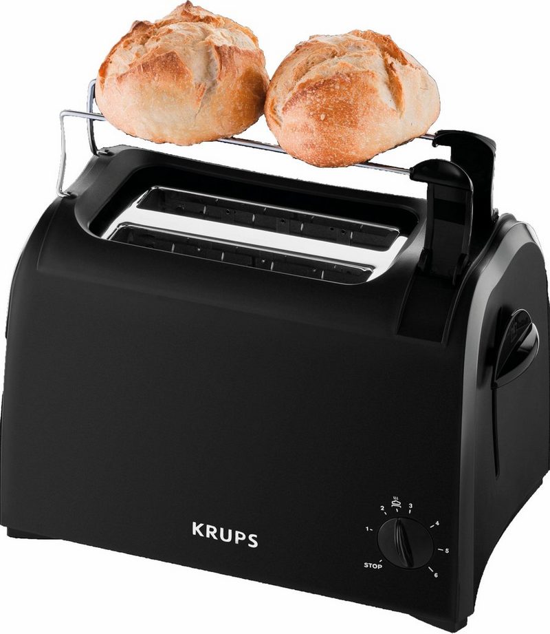 Krups Toaster Pro Aroma KH1518 2 kurze Schlitze für 2 Scheiben 700 W Krümelschublade 6 Bräunungsstufen Hebe-Funktion
