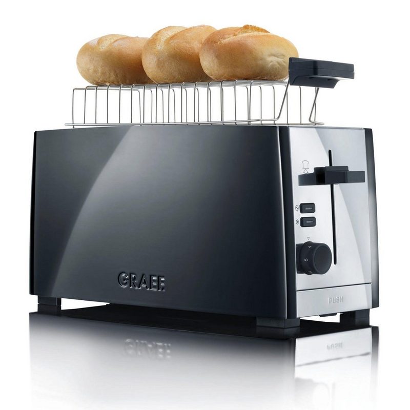 Graef Toaster TO 102 schwarz-matt 2 lange Schlitze für 4 Scheiben 1380 W
