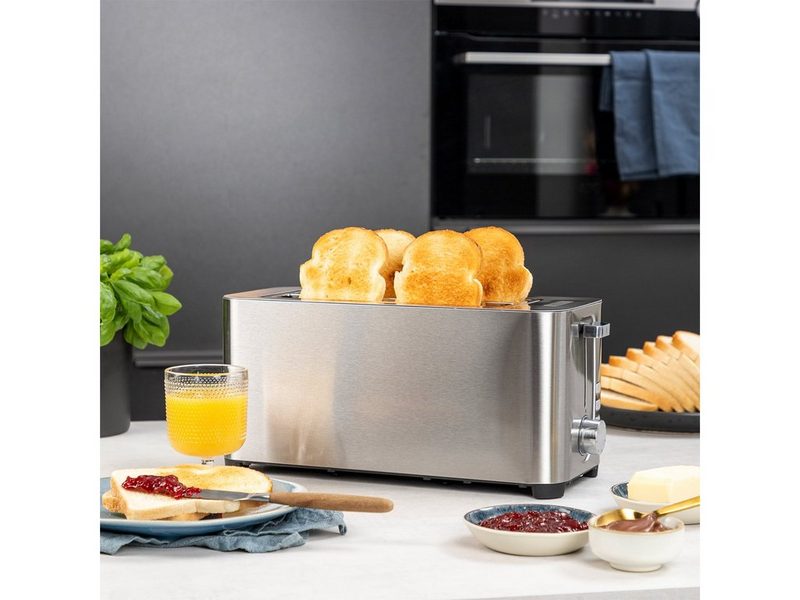 PRINCESS Toaster 2 lange Schlitze 1400 W Frühstück-SET 4er Doppelschlitz Toastmaschine & 1 Liter Wasserkocher klein ohne Kabel