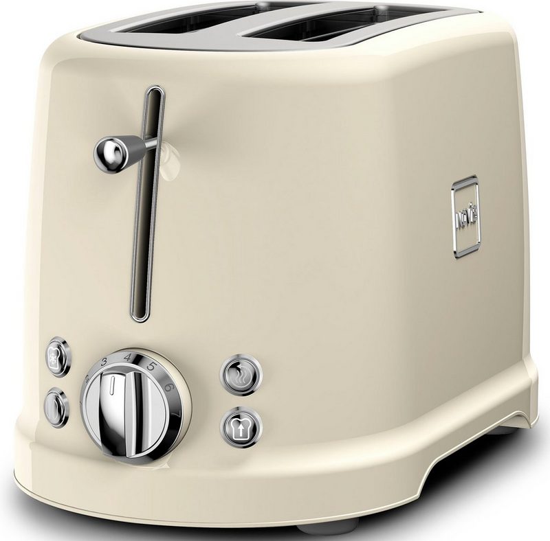 NOVIS Toaster T2 cream VDE SET 2 kurze Schlitze 900 W mit Brötchenwärmer